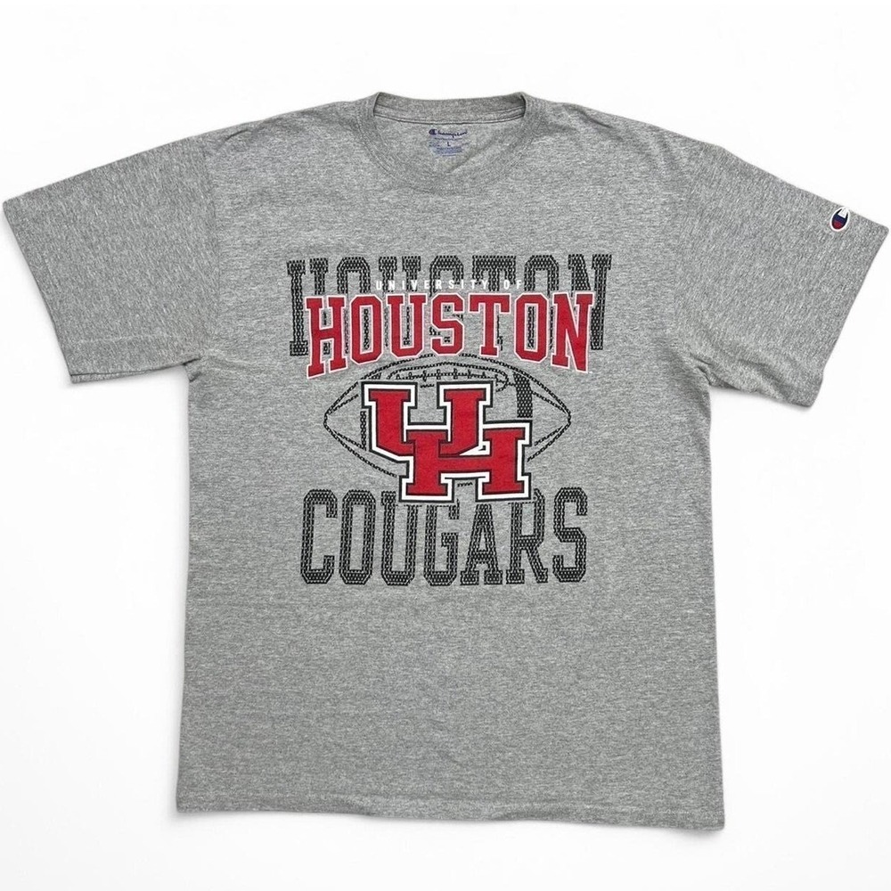 Champion T-Shirt Mens Large Gray University of Houston Cougars NCAA Football Tee